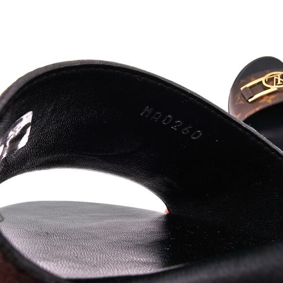 Louis Vuitton Lock It Heel Mule Sandal Monogram Brown Canvas Gold Size 41 US 11 - Picture 12 of 13